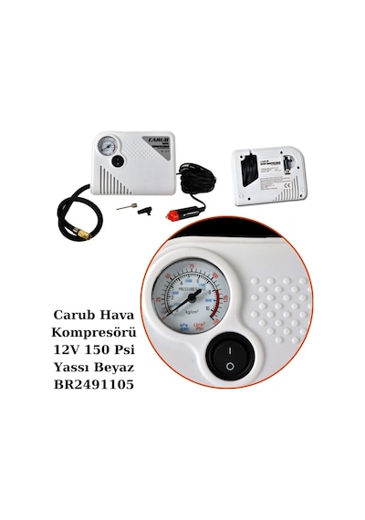 Carub 12V 150 Psi Yassı Beyaz Hava Kompresörü BR2491105