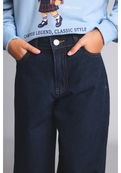 Defacto Baggy Fit Ekstra Konforlu Ve Dökümlü Jean Pantolon Kız Çocuk I2059a826aunm34 Mavi-nm34