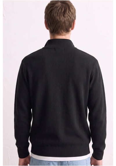 Barrels And Oıl Erkek Yarım Fermuarlı Dik Yaka Sweatshirt - Siyah Siyah