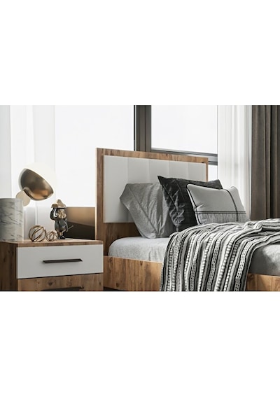Zitaa Tek Kişilik Başlıklı Karyola 90x190 Modern Tasarım Yatak Karyolası