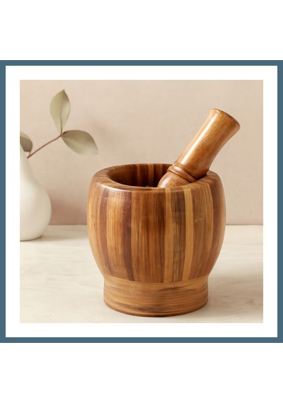 Bezos Ahşap Bambu Havan Sarımsak Dövecek 8 Cm Agc