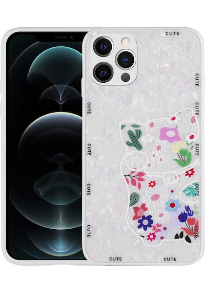 Zore Apple Uyumlu iPhone 12 Pro  Desenli Sert Silikon Mumila Kılıf-white Cat White Cat