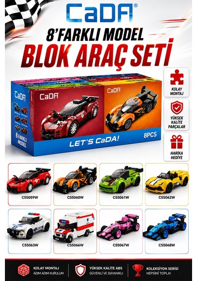 Cada 8 Farklı Model Blok Araç Seti Toplam 1205 Parça Oyuncak Yapım Seti Blok -ffc55048w