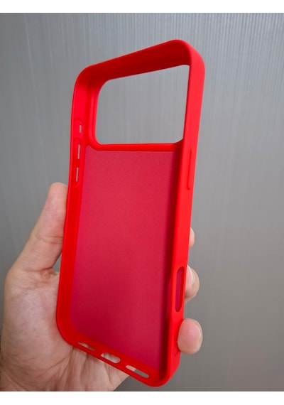 Apple Uyumlu iPhone 17 Pro Max Logolu İçi Kadife Silikon Lansman Kılıf Kırmızı