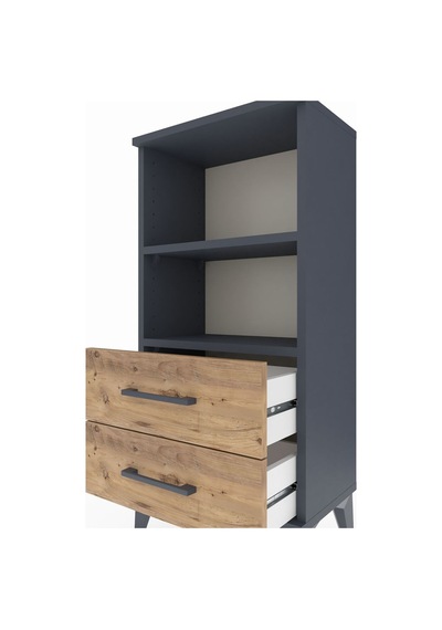 Arges Komodin 2 Raflı 2 Çekmeceli 44x30x96 Antrasit-çam Antrasit
