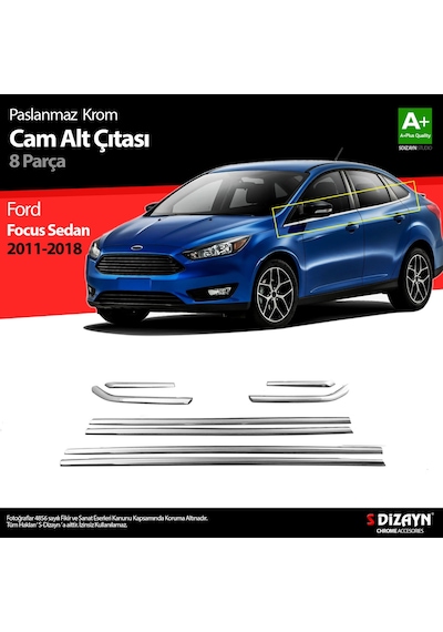 S-Dizayn Ford Focus 3 Sd Krom Cam Çıtası 8 Prç 2011-2018