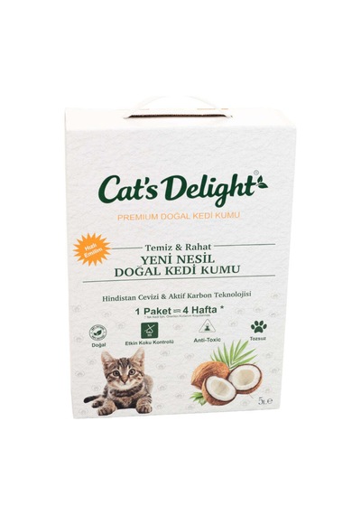 Hindistan Cevizi Kabuğu & Aktif Karbon Teknolojili Kedi Kumu 5 Litre
