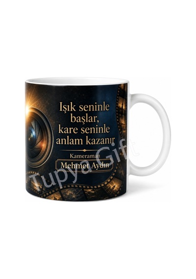 Kameramana Hediye Kişiye Özel Baskılı Kupa Bardak Fotoğrafçı Hediyesi Beyaz / Çok Renkli