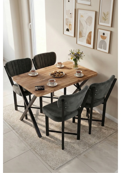 Sandalye 4 Adet Baby Face Kumaş Metal Ayak Modern Mutfak Sandalyesi Cafe Balkon Ofis Elma Çok Renkli