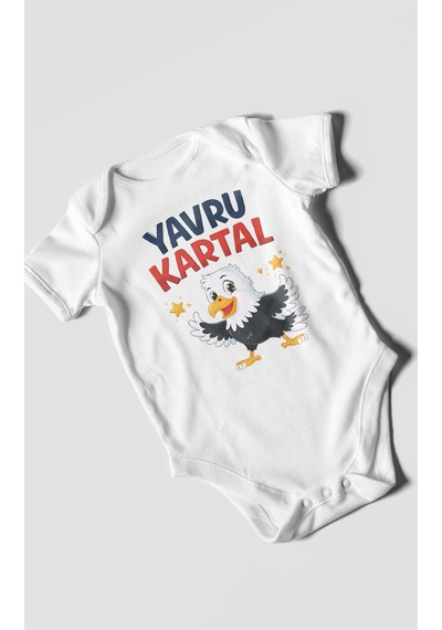 Morivokids Yavru Kartal Kısa Kollu Bebek Body %100 Pamuk Beyaz