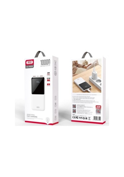 22.5w Pd Hızlı Şarj Destekli 10.000 Mah Dijital Ekranlı 3 Çıkışlı Powerbank Beyaz