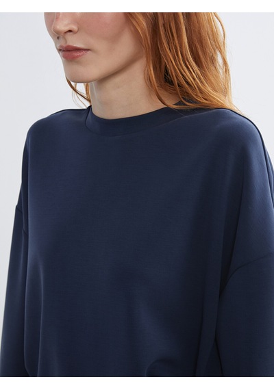 Lcw Vision Lacivert Bisiklet Yaka Oversize Kadın Sweatshirt