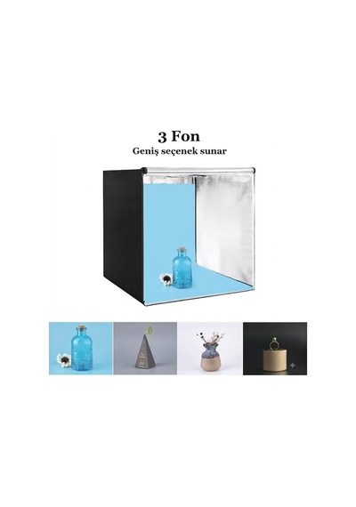 Pro 80x80 Cm Stüdyo Led Işıklı Ürün Fotoğraf Çekim Çadırı
