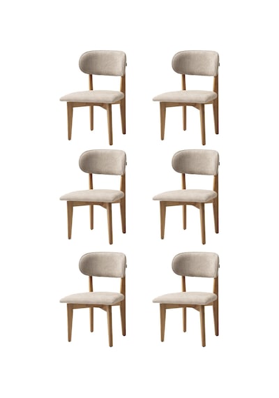 Nergis Sandalye Ahşap Gürgen 6 Li Set Cafe,restaurant,mutfak,salon,yemek Odası Sandalyesi Naturel
