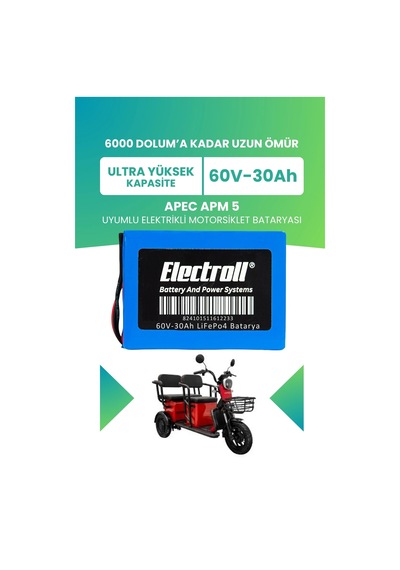 Apec Apm 5 Batarya Ultra Yüksek Kapasite Lifepo4 60v 30ah Elektrikli Motosiklet Bataryası
