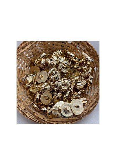Yuvarlak Kabartmalı Ve Dolgu Desenli Altın Renk Plastik Metalize Alttan Ayaklı Düğme 34" - 6 Adet - 691089990