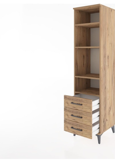 Hyperion Dolap 4 Raflı 3 Çekmeceli 44x44x182 Çam-çam Çam