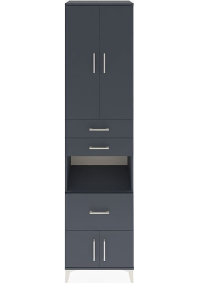 Hyperion Dolap 4 Raflı 3 Çekmeceli 4 Kapaklı 60x44x243 Antrasit-antrasit Antrasit