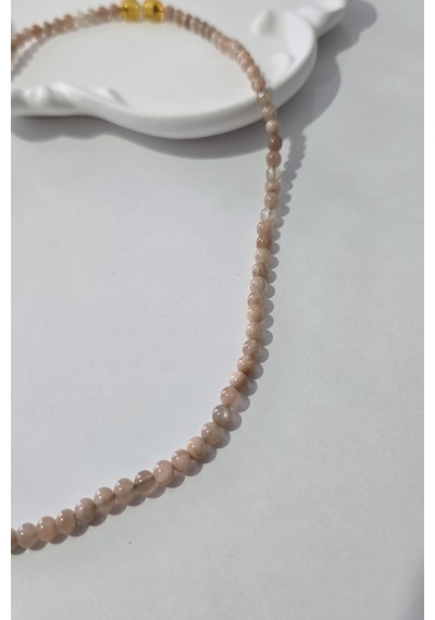 Sertifikalı 4 Mm Güneş Taşı Doğaltaş Kolye Vidalı 034 - Somon