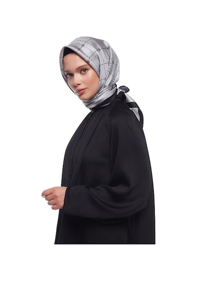 İpekevi Twill İpek Eşarp - Monogram - Gümüş - Gümüş