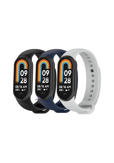 Xiaomi İle Uyumlu Mi Band 8 Mi Band 9 Mi Band 10 Uyumlu 3&apos Lü Paket Silikon Kordon Seti Bileklik Metal Pimli