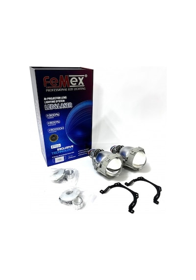 Femex P20 Vidalı Bi-led Projektör Far İçi Led Mercek 2,5 Inc Kısa Uzun Birlikte Vidalı Somonlu