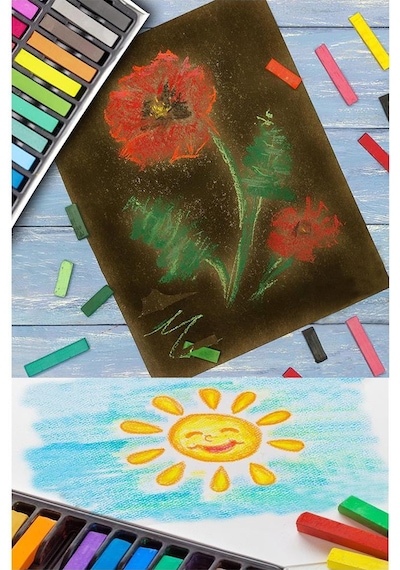 Toz Pastel Boya 12 Renk A3 Monalisa Eskiz Defteri Pastel Dağıtma Kalemi 1 Paket Toz Soft Pastel Boya 12li Yumuşak Pastel