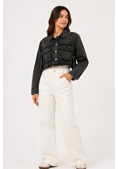 Lili Woman Kadın Crop Denim Kot Ceket Yıkamalı Ty.jct01s Siyah