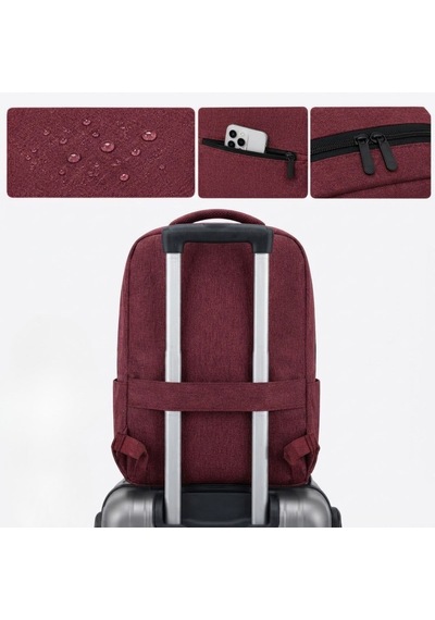 Laptop Sırt Çantası, Bilgisayar Korumalı İç Bölmeli Notebook Çantası, Organizer Cepli Ve Usb Şarj Portlu Bordo