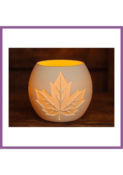 Bezos 3d Baskı Akçaağaç Yaprağı Kabartmalı Tealight Mumluk Dekoratif Sonbahar Feneri Şamdan Masa Süsü Rengaren Çok Renkli