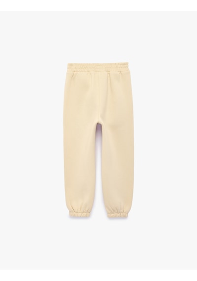 Koton Şardonlu Oversize Balon Form Jogger Eşofman Altı Bej 7wmb40016tk Ekru