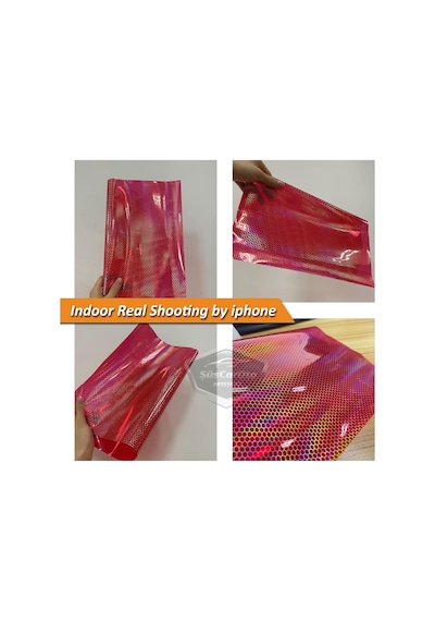 Kırmızı Hologram Petek Desen Far Stop Filmi Far Folyosu Far Çizik Çizilme Engelleyici Folyo 100 X 30 Cm 00 Şüscaroto Aksesuar
