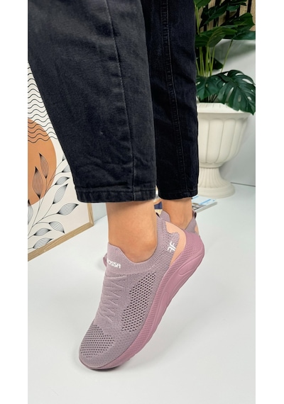 Günlük Unisex Sneaker Slip-on Nefes Alabilen Hafif Yürüyüş Bağcıksız Esnek Spor Ayakkabı 041f Lila