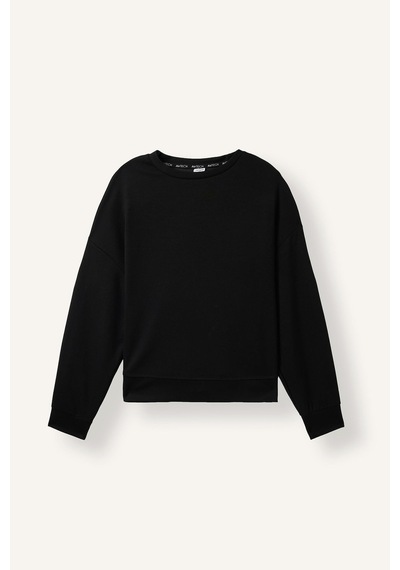 Defacto Oversize Düşük Omuz Bisiklet Yaka Skuba Dalgıç Kumaş Basic Sweatshirt I9314ax26aubk81 Siyah-bk81