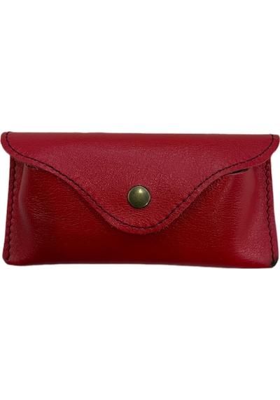 Ln Leather Gerçek Deri Gözlük Kılıfı Kırmızı