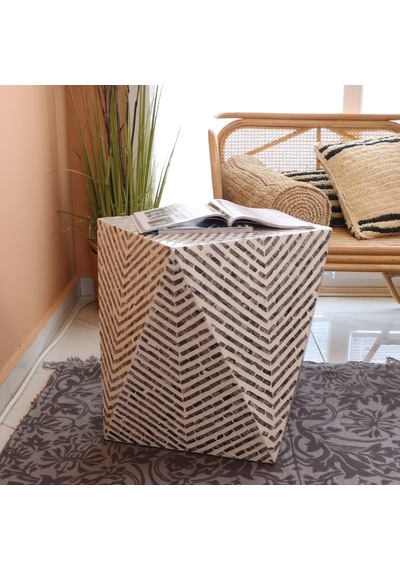 Zaviye Sedef Mozaik Sehpa 57x40x50 Cm Gri