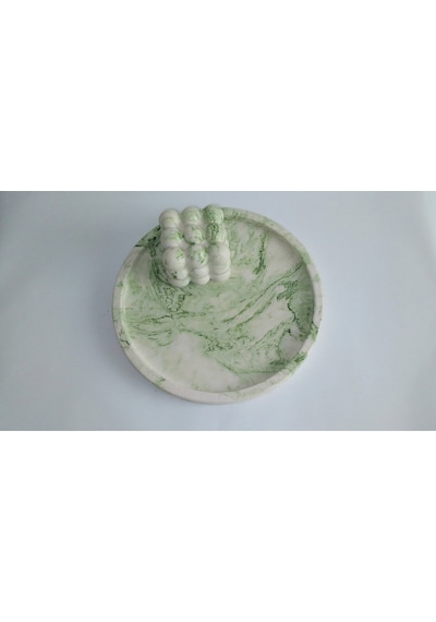 Marble Mermer Desenli Dekoratif Beton Büyük Boy Organizer 3 Lü Tepsi Seti,aksesuar,dekorasyon Gri