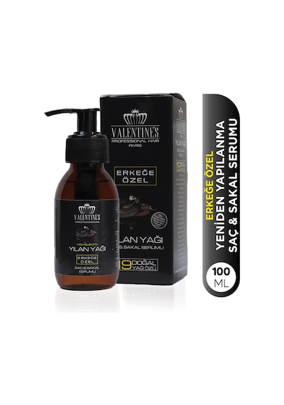 Valentines Professional Erkege Özel Yılan Yağı Saç ve Sakal Serumu 100 ML