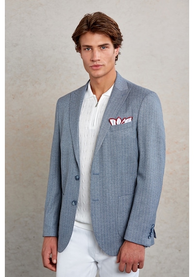 Hatemoğlu Lacivert Slim Fit Çizgili Sivri Yaka Casual Ceket Lacivert Hatemoğlu Lacivert Slim Fit Çizgili Sivri Yaka Casual Ceket Lacivert