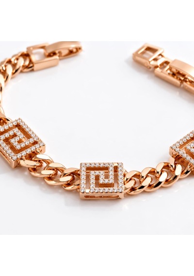 Xp Jewelry Taşlı Kare Labirent Bileklik Rose Gold Premium