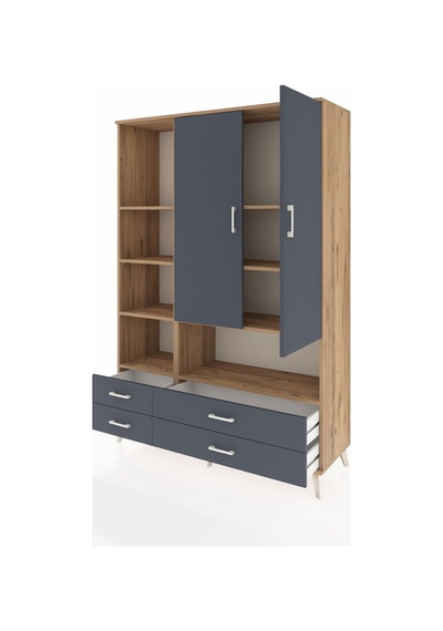 Hyperion Dolap 8 Raflı 4 Çekmeceli 2 Kapaklı 132x44x195 Çam-antrasit/antrasit Antrasıt/antrasıt Hyperion Dolap 8 Raflı 4 Çekmeceli 2 Kapaklı 132x44x195 Çam-antrasit/antrasit Antrasıt/antrasıt