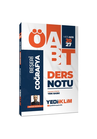 Yediiklim Yayınları 2027 Meb Ags Öabt Beşeri Coğrafya Ders Notu