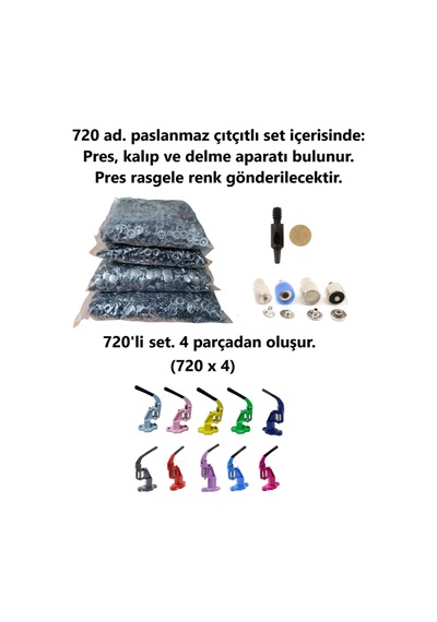 Çıtçıt makinesi, (Antrasit) 720 adet 15mm Paslanmaz Alfa Çıtçıt,