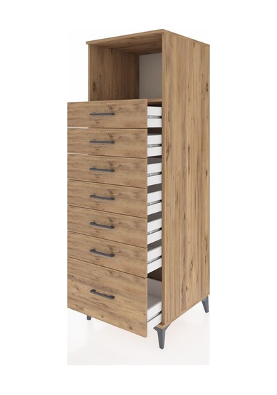 Kronos Dolap Tek Raflı 7 Çekmeceli 60x59x182 Çam-çam Çam