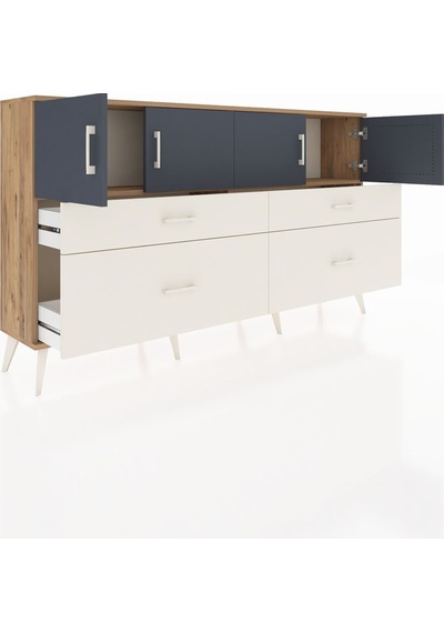 Arges Konsol 2 Raflı 4 Çekmeceli 4 Kapaklı 176x30x99 Çam-antrasit Çam-antrasit/aytaşı Arges Konsol 2 Raflı 4 Çekmeceli 4 Kapaklı 176x30x99 Çam-antrasit Çam-antrasit/aytaşı