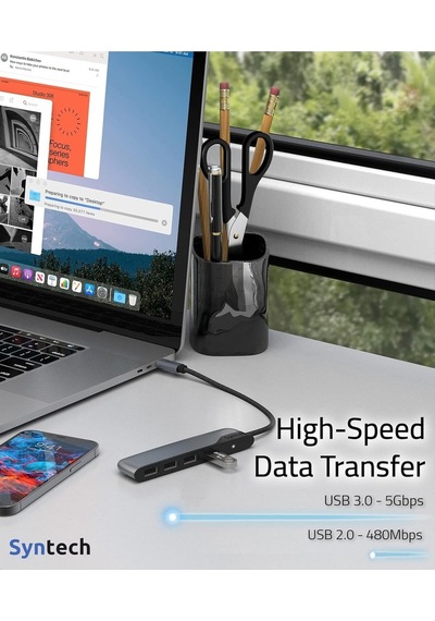 4 Port Usb-c To Usb Hub Type-c Usb 3.0 Çoklayıcı Laptop, Macbook, İpad Ve Pc Uyumlu