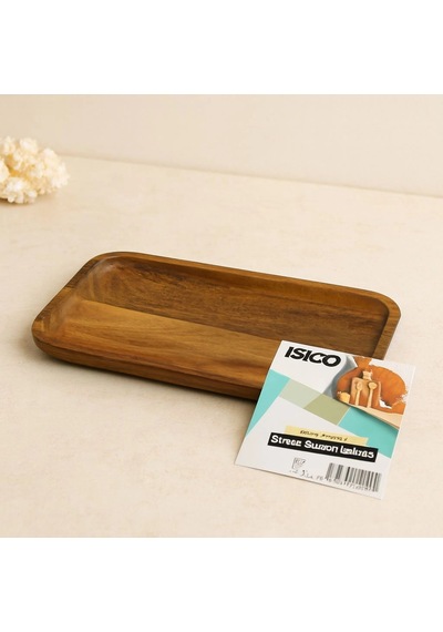 Hubrendy Tedarik Akasya Ahşap Dikdörtgen Servis Tepsisi 25x14x1.4 Cm 1456034