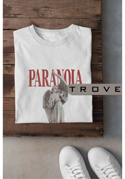 Tarzsokak Unısex Kadın Erkek Paranoıa %100 Pamuk Baskılı Siyah Beyaz T-shirt
