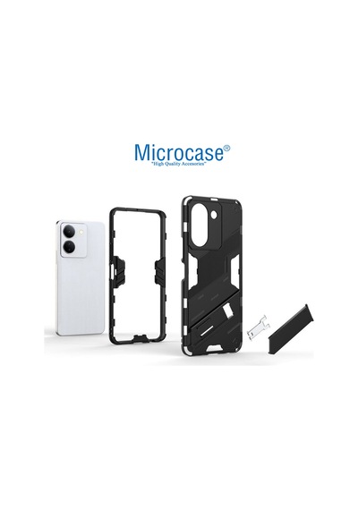 Vivo Y36 Matrix Serisi Armor Standlı Kılıf - Siyah Al3416