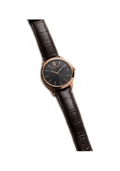 Kahverengi Deri Kordonlu Su Geçirmez Erkek Kol Saati Rose Gold